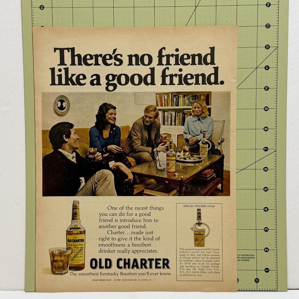 Old Charter Kentucky Bourbon Friends Vintage Whiskey Advertisement Print Ad 1972 - Picture 5 of 6